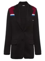 Miu Miu Colour-block Single-breasted Blazer In Black