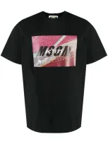 Msgm Stadium Print T-shirt In Black