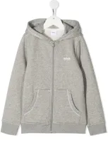 Hugo Boss Kids' Zip-up Hoodie In Grey