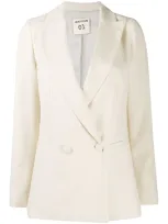 Semicouture Double-breasted Tailored Blazer In Neutrals