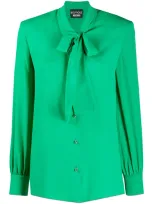 Boutique Moschino Tie-neck Long-sleeved Shirt In Green