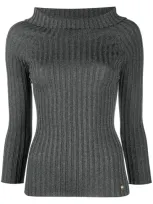 Liu •jo Roll Neck Metallic Knit Jumper In Grey