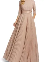 Ieena For Mac Duggal Sparkle Pleated Ballgown In Rose Gold