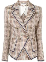 Veronica Beard Theron Tweed Blazer In Brown