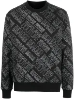 Versace Jeans Couture Logo Print Sweatshirt In Black