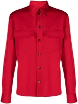 Bottega Veneta Button-up Long-sleeve Shirt In Red