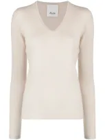 Allude V-neck Cashmere Jumper In Neutrals