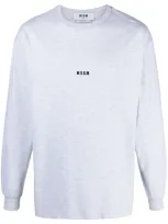 Msgm Logo-print Long-sleeve Top In Grey