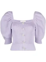 Giuseppe Di Morabito Puff-sleeve Knitted Top In Purple