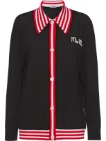 Miu Miu Stripe-trim Cardigan In Black