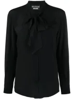 Boutique Moschino Tied-neck Long-sleeved Blouse In Black