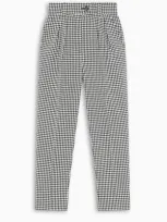 Miu Miu Check Print High-waisted Trousers In Black