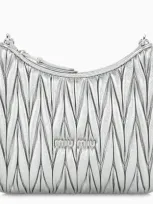 Miu Miu Silver Tone Matelassé Bag In Metal