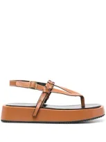 Jw Anderson Braid-trim Flatform Sandals In Brown