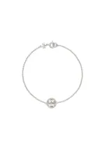 Tory Burch Miller Logo-charm Bracelet In Silver