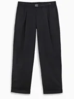 Gramicci Navy Belted Pleated Trousers In Blue