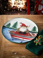 Vietri Old St. Nick Fishing Round Platter In Multi