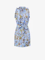 Boutique Moschino Lightweight Bridle Bow Viscose Dress In Light Blue