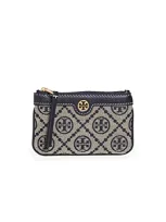 Tory Burch T Monogram Jacquard Card Case Key Fob In Tory Navy