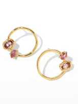 Alexis Bittar Asterales 14k Gold-plated & Nano-gem Circle Stud Earrings In Pink