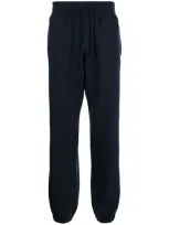 Undercover Logo-embroidered Drawstring Cotton Track Pants In Blue