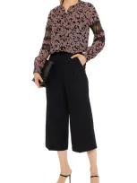 Michael Michael Kors Lace-trimmed Floral-print Georgette Blouse In Black