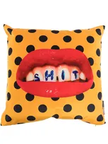 Seletti Gepunktetes Kissen Mit Lippen-print 50x50cm In Yellow