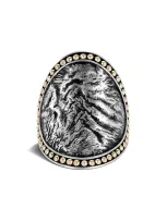 John Hardy Reclaimed Reticulated Jawan Saddle Ring In Silver