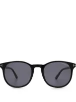 Tom Ford Ft0858-n Shiny Black Sunglasses In Shiny Black / Smoke