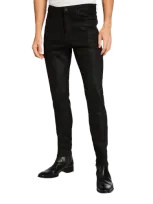 Monfrere Greyson Slit-knee Stretch Japanese Skinny Jeans In Coated Noir