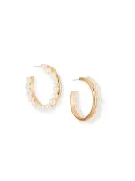 Tory Burch Pearl Fringe Hoop Earrings