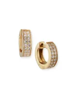 Sydney Evan 2-row Pave Huggie Earrings