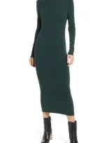 Treasure & Bond Crewneck Long Sleeve Midi Sweater Dress In Green Park