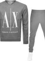 Armani Exchange Crew Neck Logo Tracksuit Grey