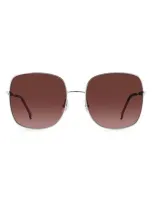 Carolina Herrera Square Sunglasses In Silver / Burgundy