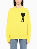 Ami Alexandre Mattiussi Yellow Intarsia-logo Cardigan