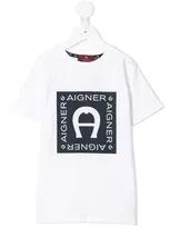 Aigner Kids' Logo-print Cotton T-shirt In White