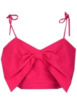 Msgm Bow Cropped Top - Atterley In Pink