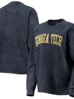 Pressbox Navy Georgia Tech Yellow Jackets Comfy Cord Vintage Wash Basic Arch Pullover Sweatshirt