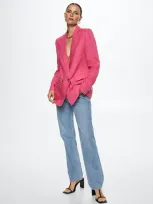 Mango Blazer Suit 100% Linen Fuchsia