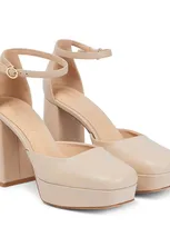 Gianvito Rossi Vernice Platform Leather Pumps In Nude