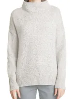 Vince Marled Funnel Neck Wool Blend Sweater In Heather Grey/ Off White