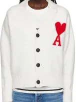 Ami Alexandre Mattiussi Ami De Coeur Cotton-blend Cardigan In White