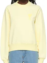 Ami Alexandre Mattiussi Yellow Ami De Cœur Sweatshirt In 703 Pale Yellow