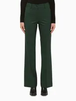 P.a.r.o.s.h Bottle Green Flared Tailored Trousers