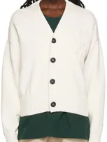 Ami Alexandre Mattiussi Ssense Exclusive White Ami De Cœur Cardigan In 100 White