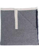 Brunello Cucinelli Cashmere Scarf With Selvedge In Azul