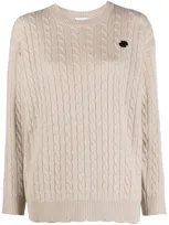 Patou Logo-patch Cable-knit Jumper In Neutrals