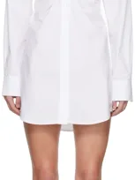 Alexander Wang T Ruched Cotton-poplin Mini Shirt Dress In White