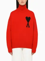 Ami Alexandre Mattiussi Ami De Coeur Red Turtleneck